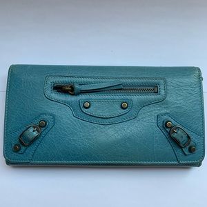 Balenciaga Continental Wallet in Light Blue